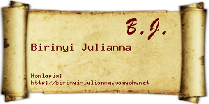 Birinyi Julianna névjegykártya